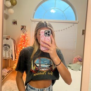 PACSUN grey San Francisco crop top